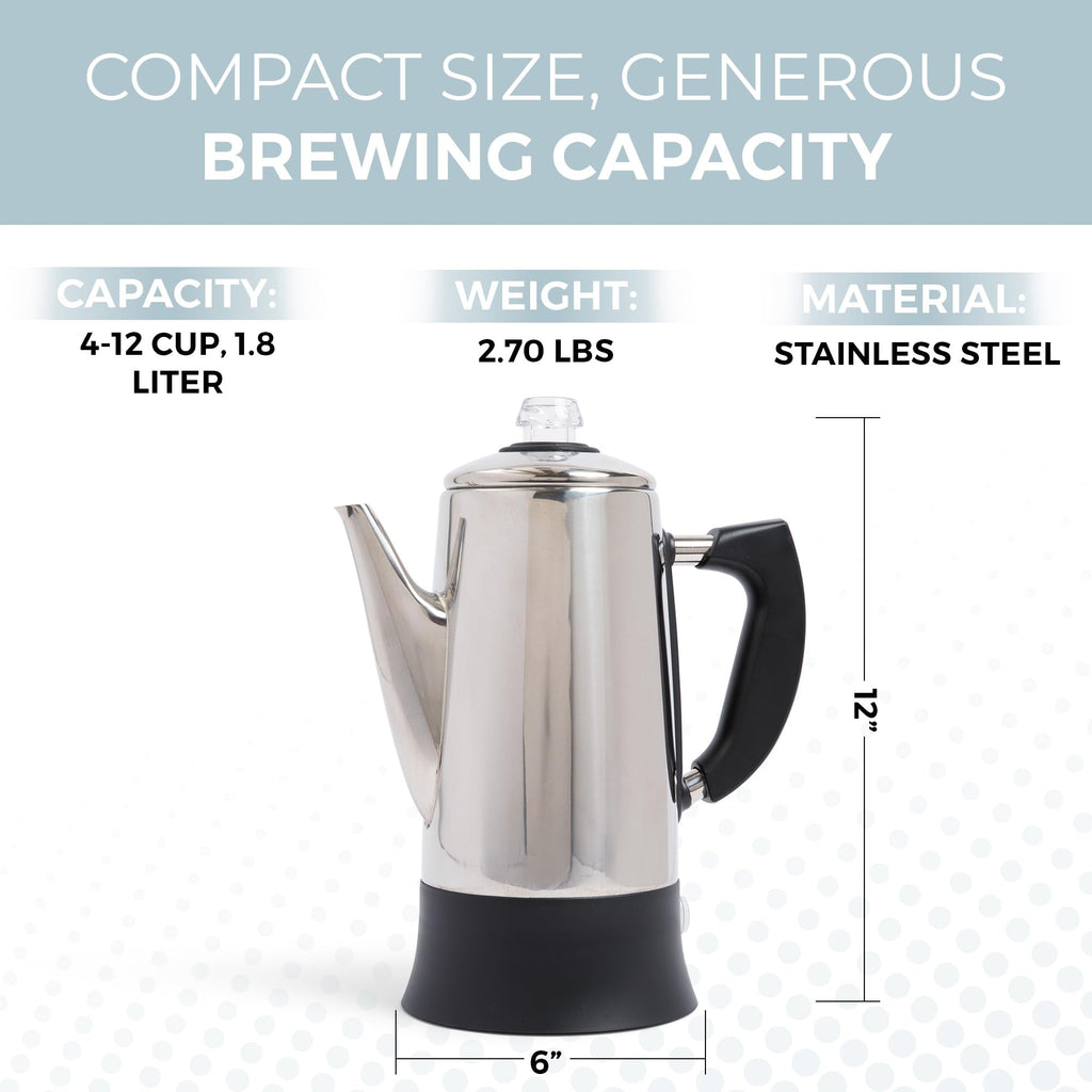 Electric 12 Cup Stainless Steel Coffee Percolator V303197