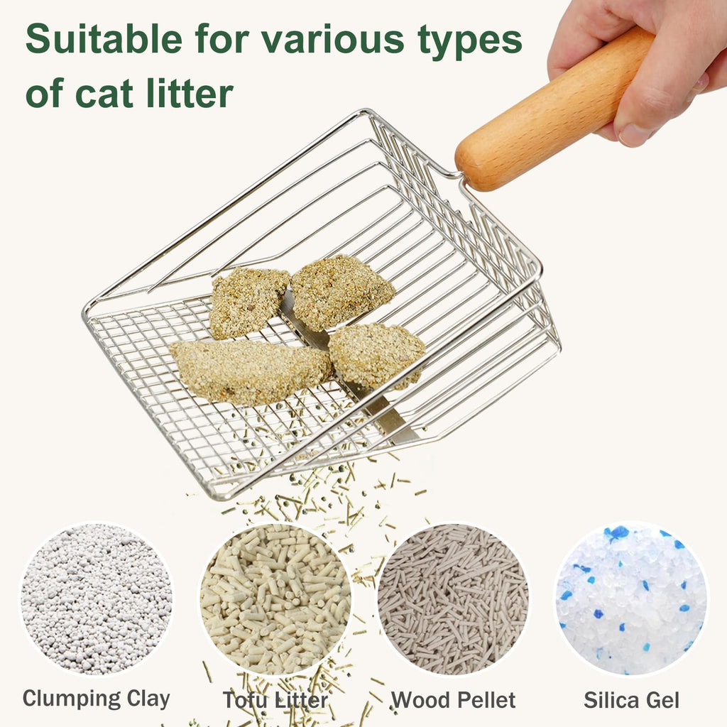Heavy Duty Stainless Steel Cat Litter Scoop with Holder Y2427