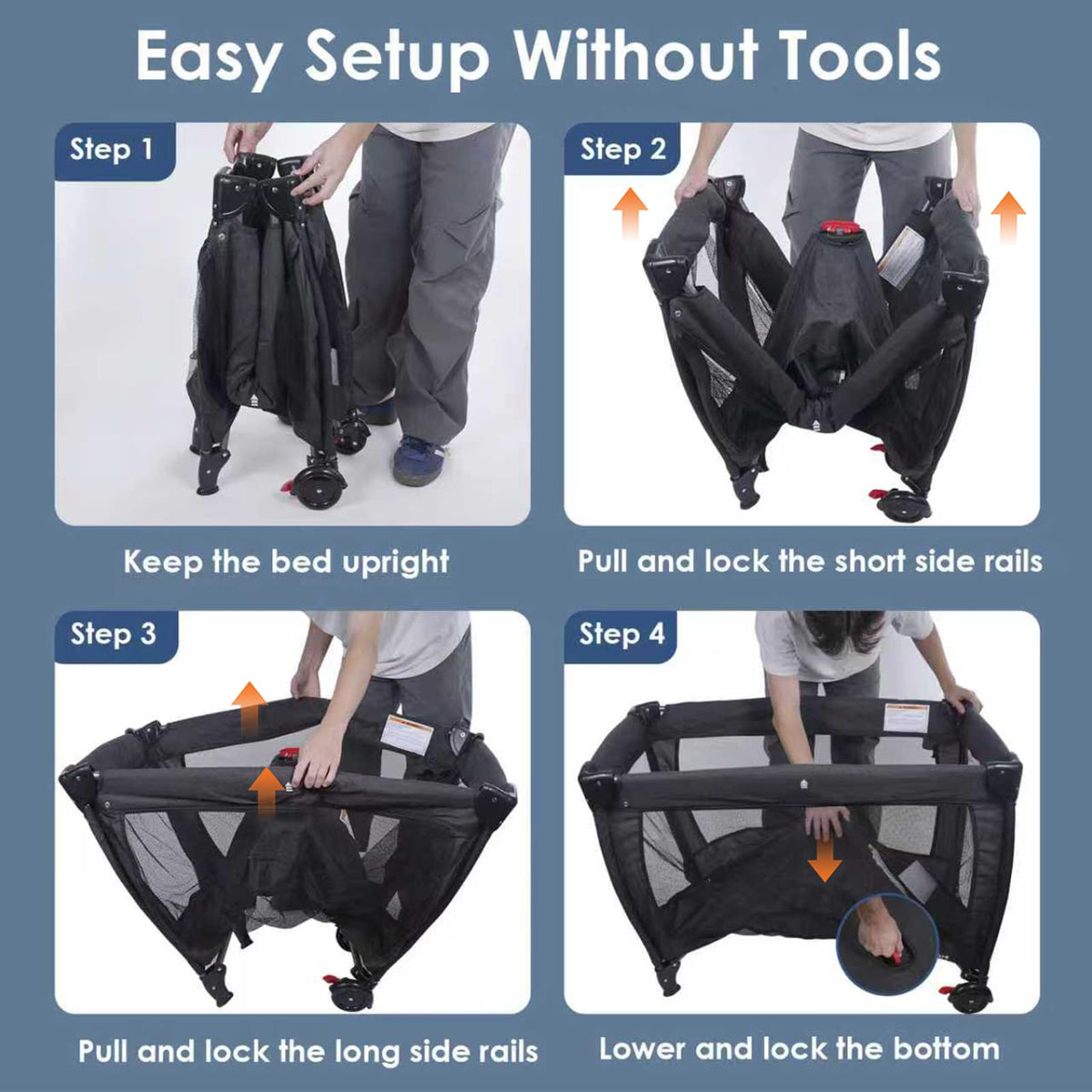 3-in-1 Pack and Play with Changing Table & Carry Bag, Black D701
