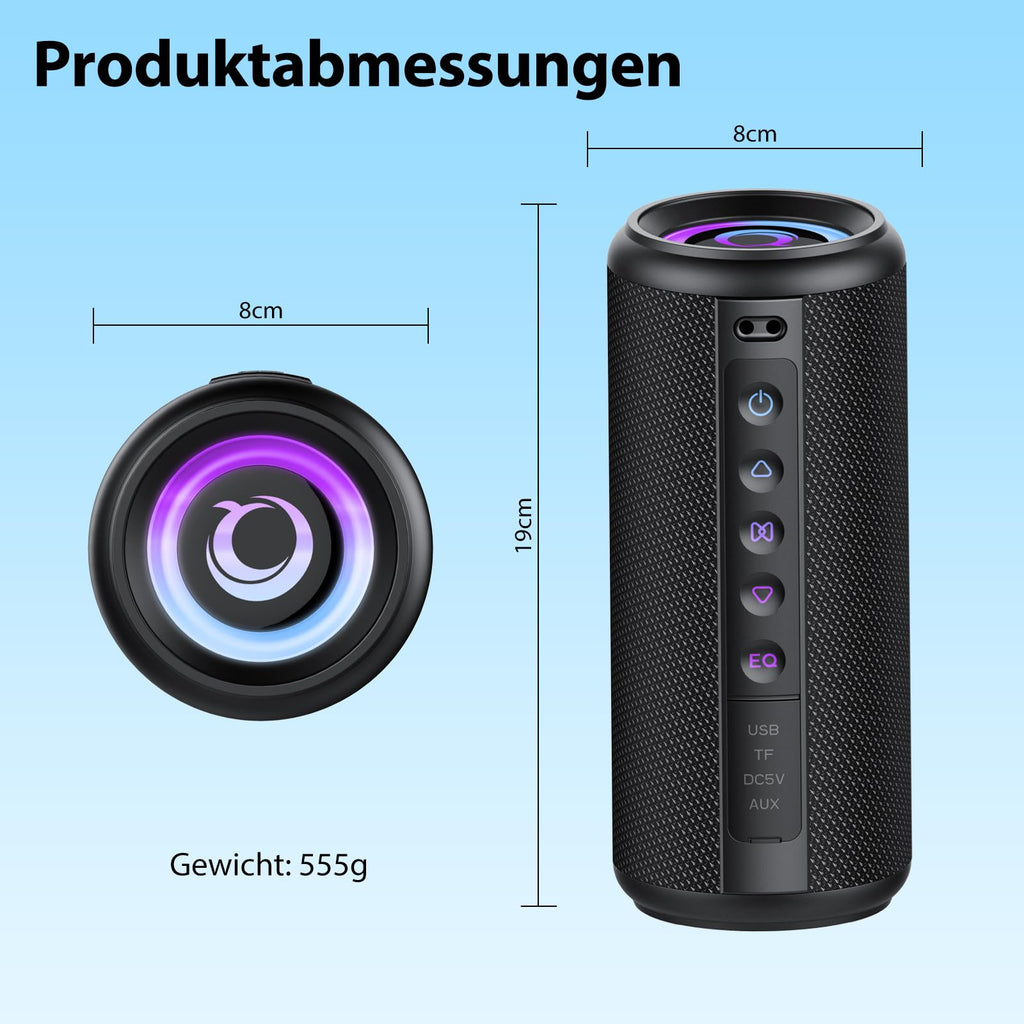 Black Portable Bluetooth Speaker with 20W Stereo Sound W9847