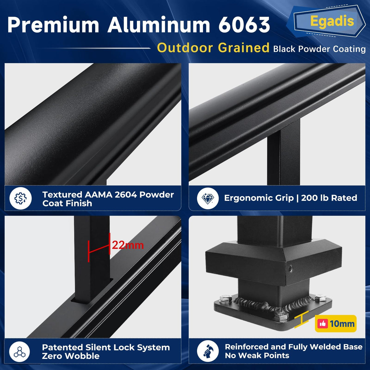 3 Pack Aluminum Porch and Deck Railing Kit with 4 Post L96819