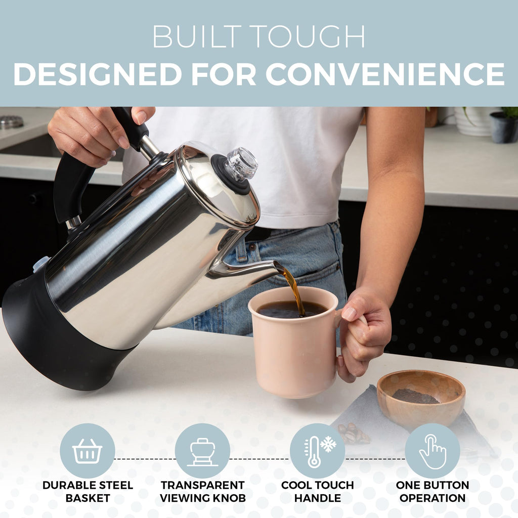 Electric 12 Cup Stainless Steel Coffee Percolator V303197