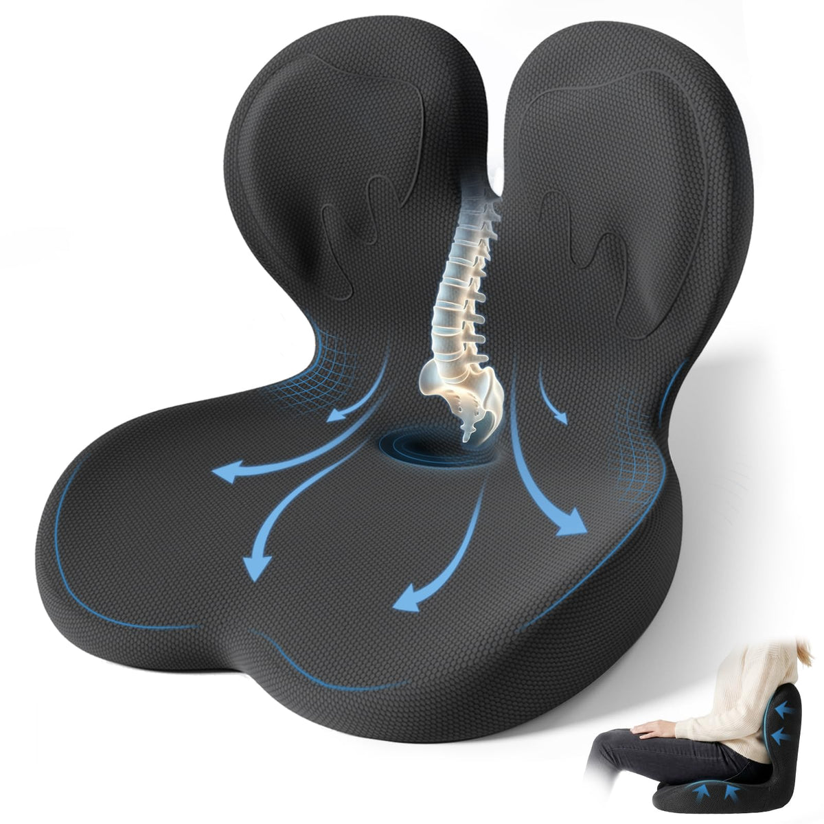 Ergonomic Seat Cushion with Lumbar Support Pillow S147