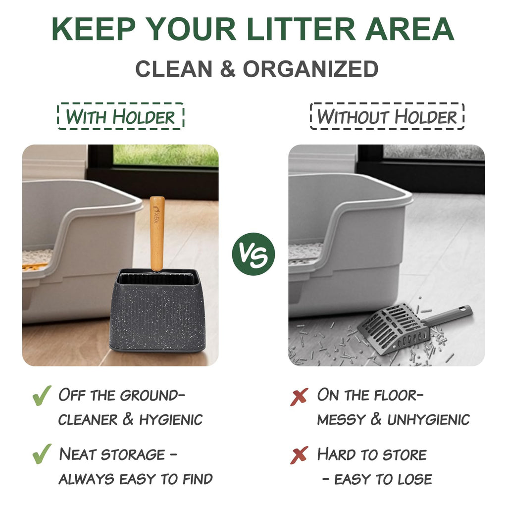 Heavy Duty Stainless Steel Cat Litter Scoop with Holder Y2427