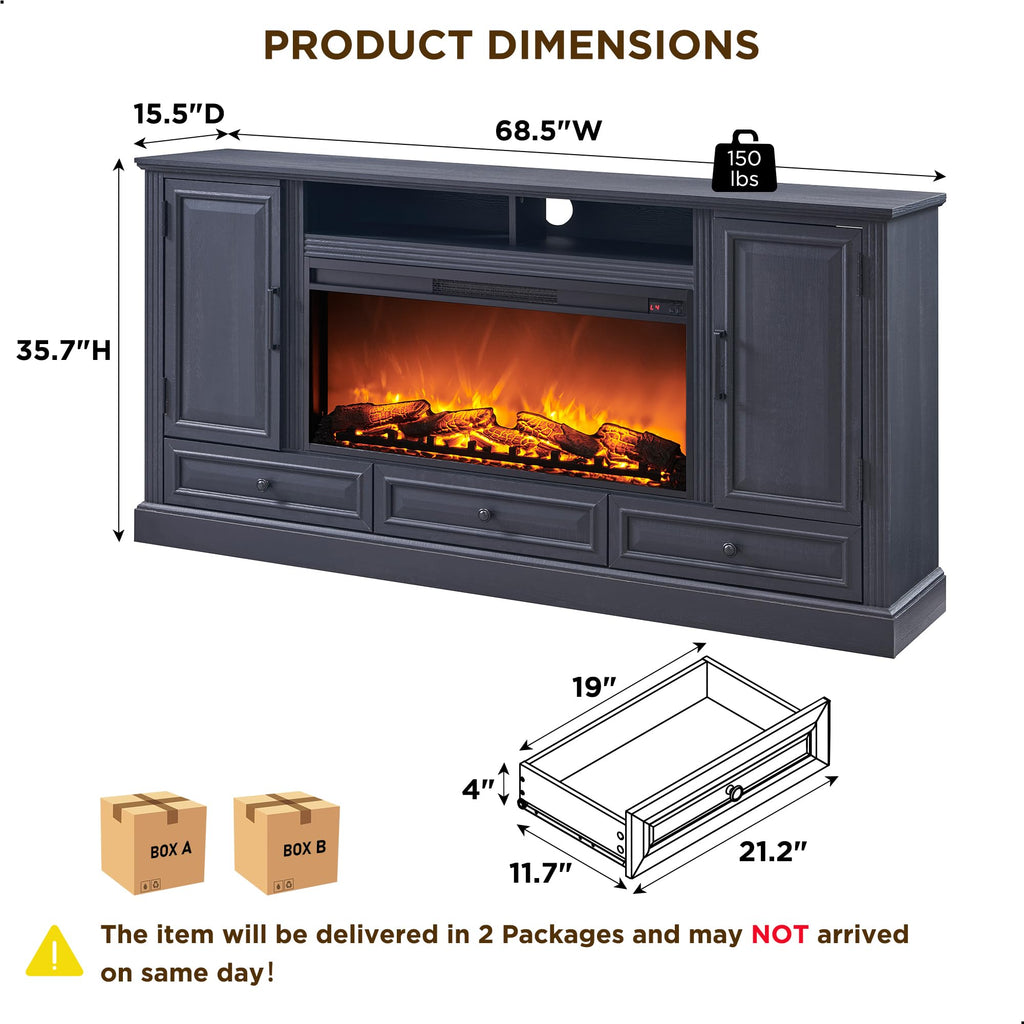 Black Fireplace TV Stand A412
