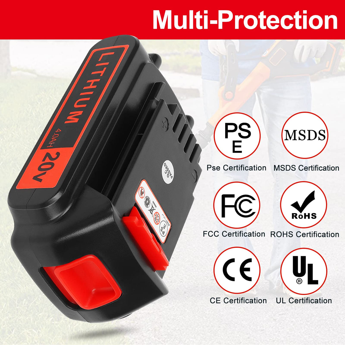 20V Lithium 4.0 ah 2 Pack Battery R913529