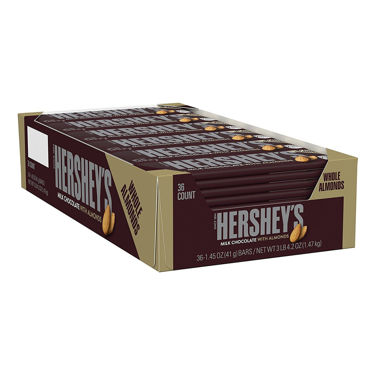 Chocolate Candy Bar with Almonds, 36 Count V258