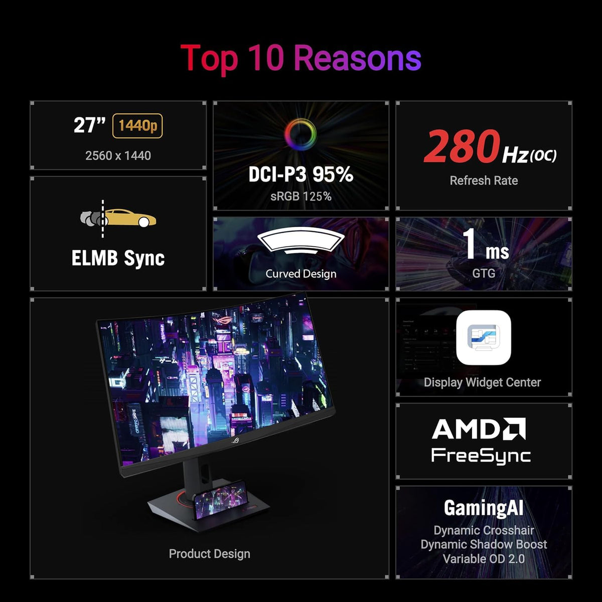 27" Curved 280Hz QHD Gaming Monitor C774477