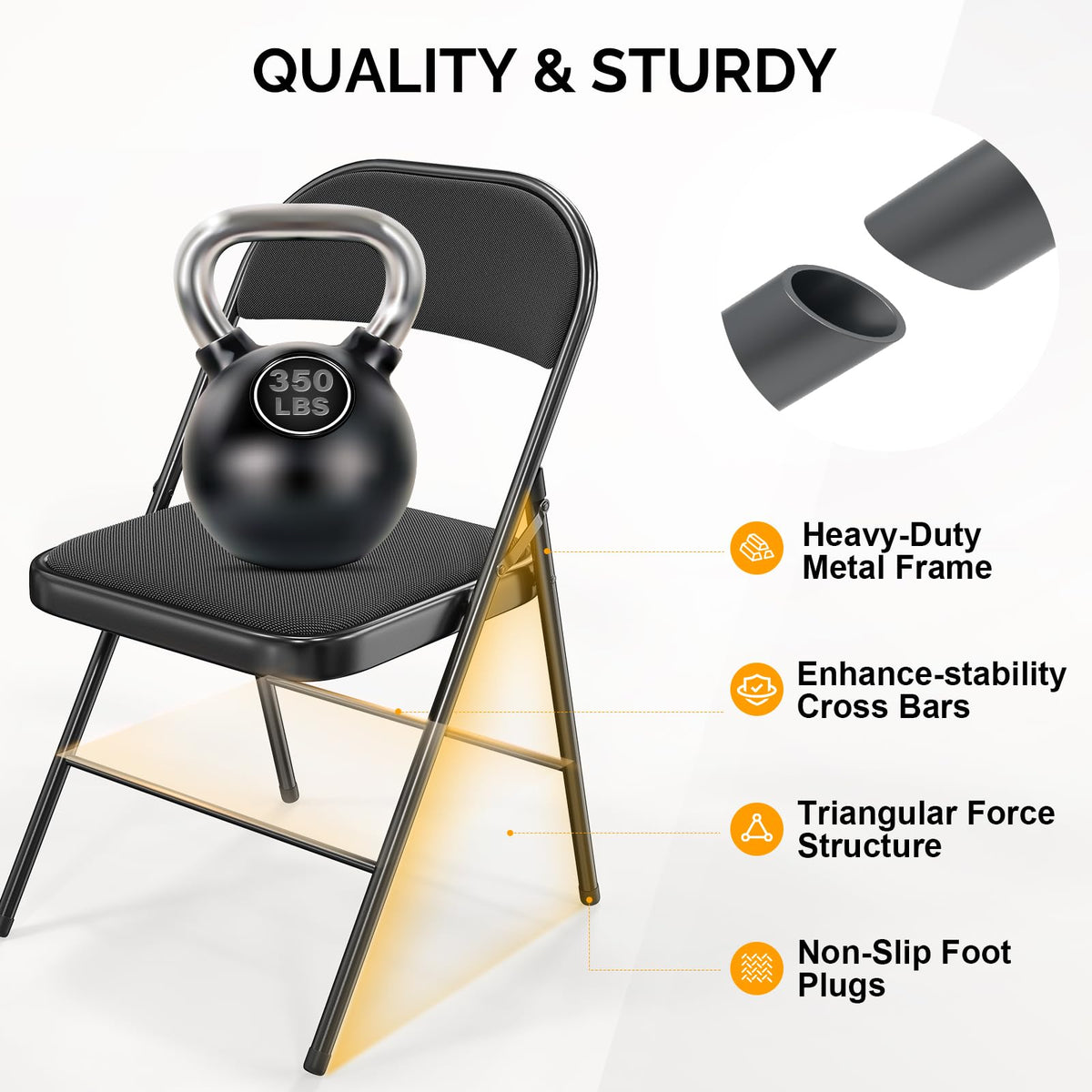 Black Fabric Padded Folding Chairs 10 Pack P4475