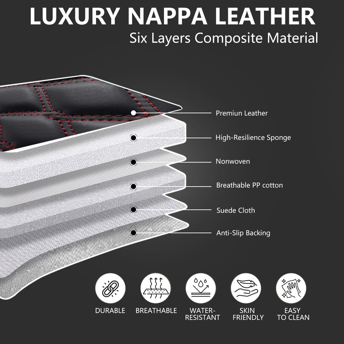 Leather 5-Seat Car Seat Covers Full Set J92038