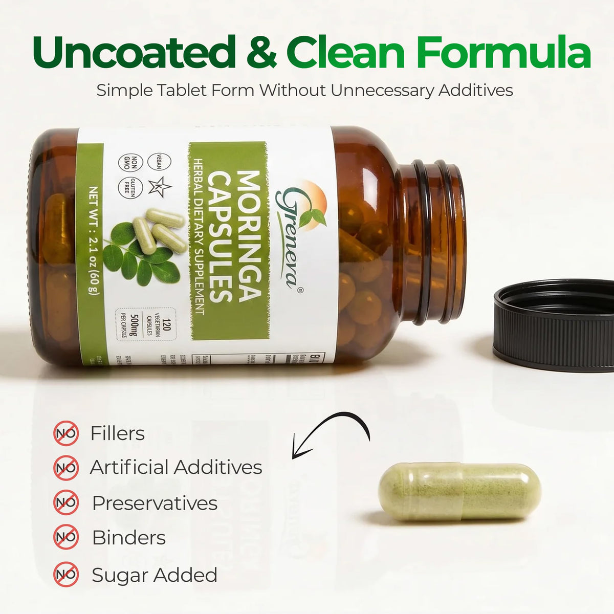 Moringa Capsules 500mg Moringa Oleifera Leaf Powder 120 Count S9017