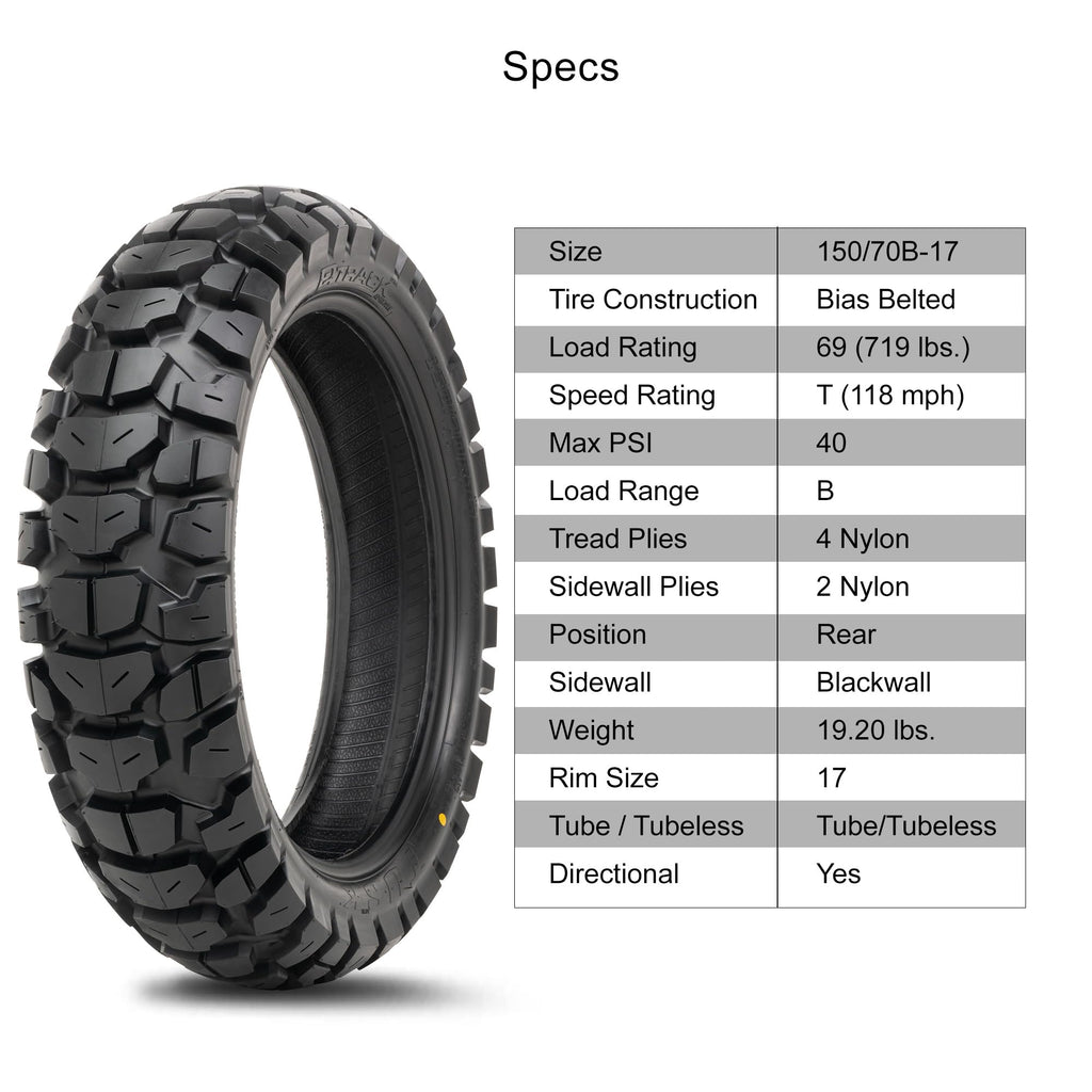 150/70B-17 Adventure Motorcycle Tire Q495