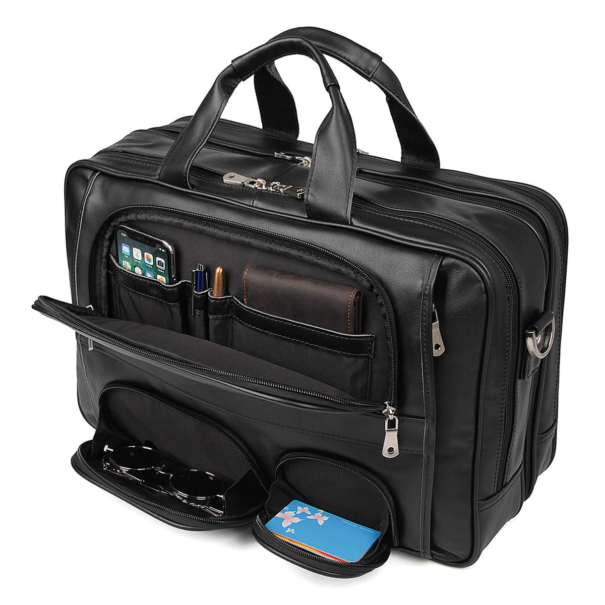 Cowhide Leather 17.3 Inch Messenger Bag Laptop Briefcase N49424
