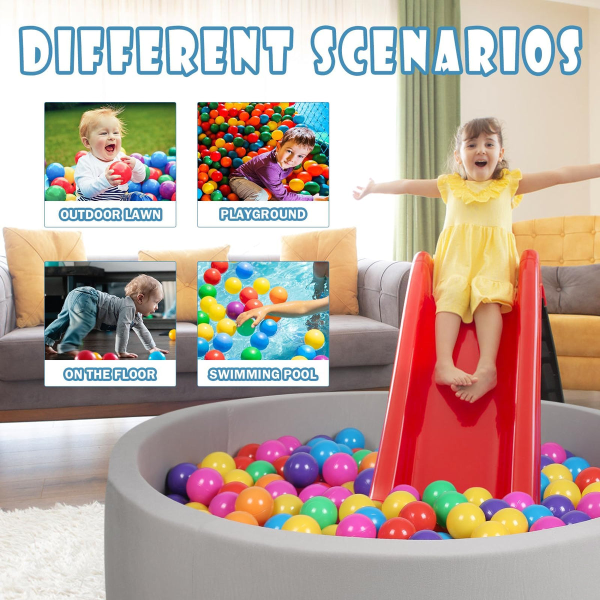 100 Pack BPA Free Colorful Plastic Balls L297