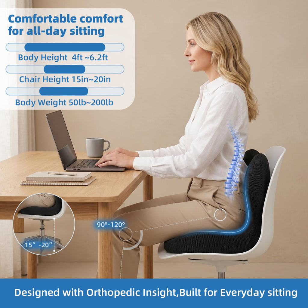 Ergonomic Seat Cushion with Lumbar Support Pillow S147