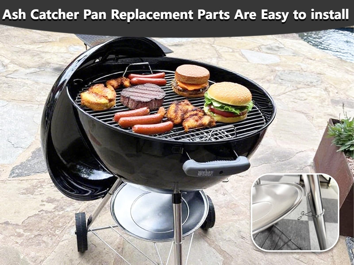 Silver Ash Catcher Pan for 22-inch Kettle Charcoal Grills I97521