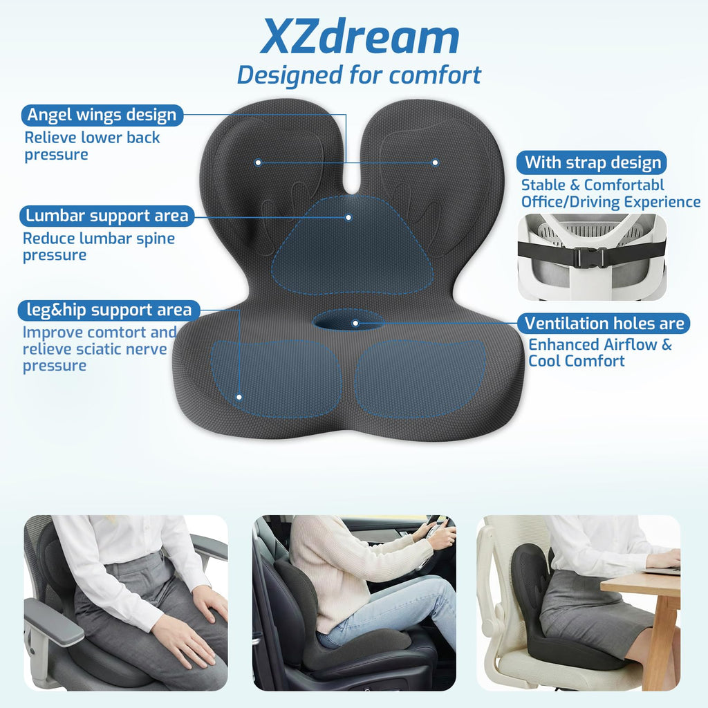 Ergonomic Seat Cushion with Lumbar Support Pillow S147