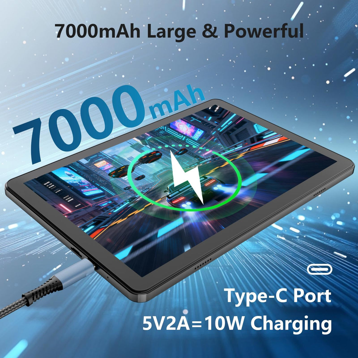 Android Tablet 10 inch, 26GB RAM 128GB ROM 7000 mAh Black C75907