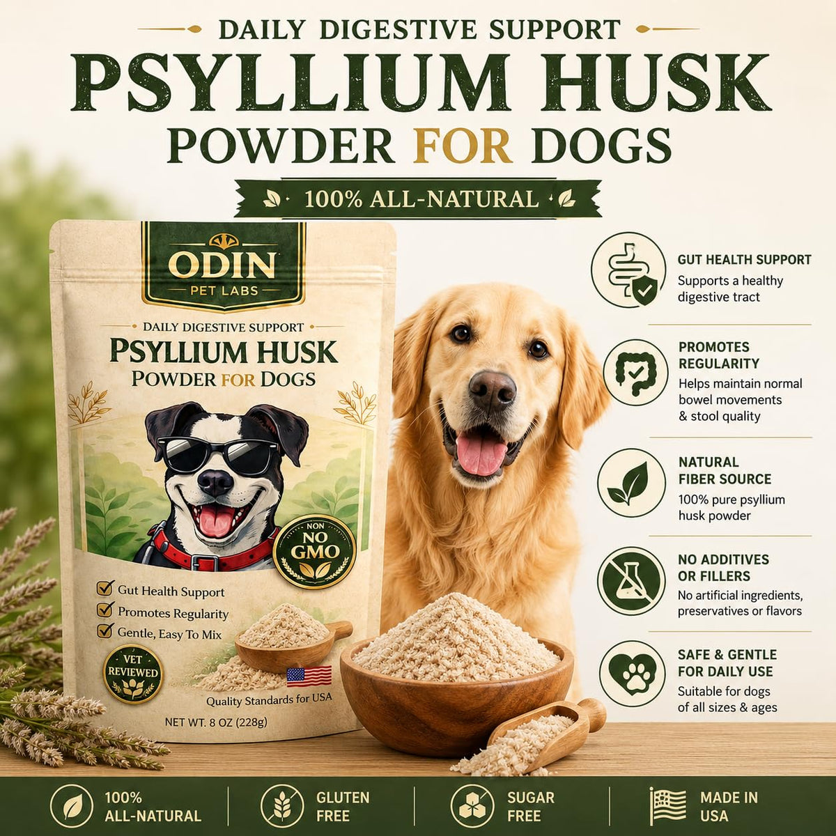 Psyllium Husk Powder for Dogs 9 oz P161