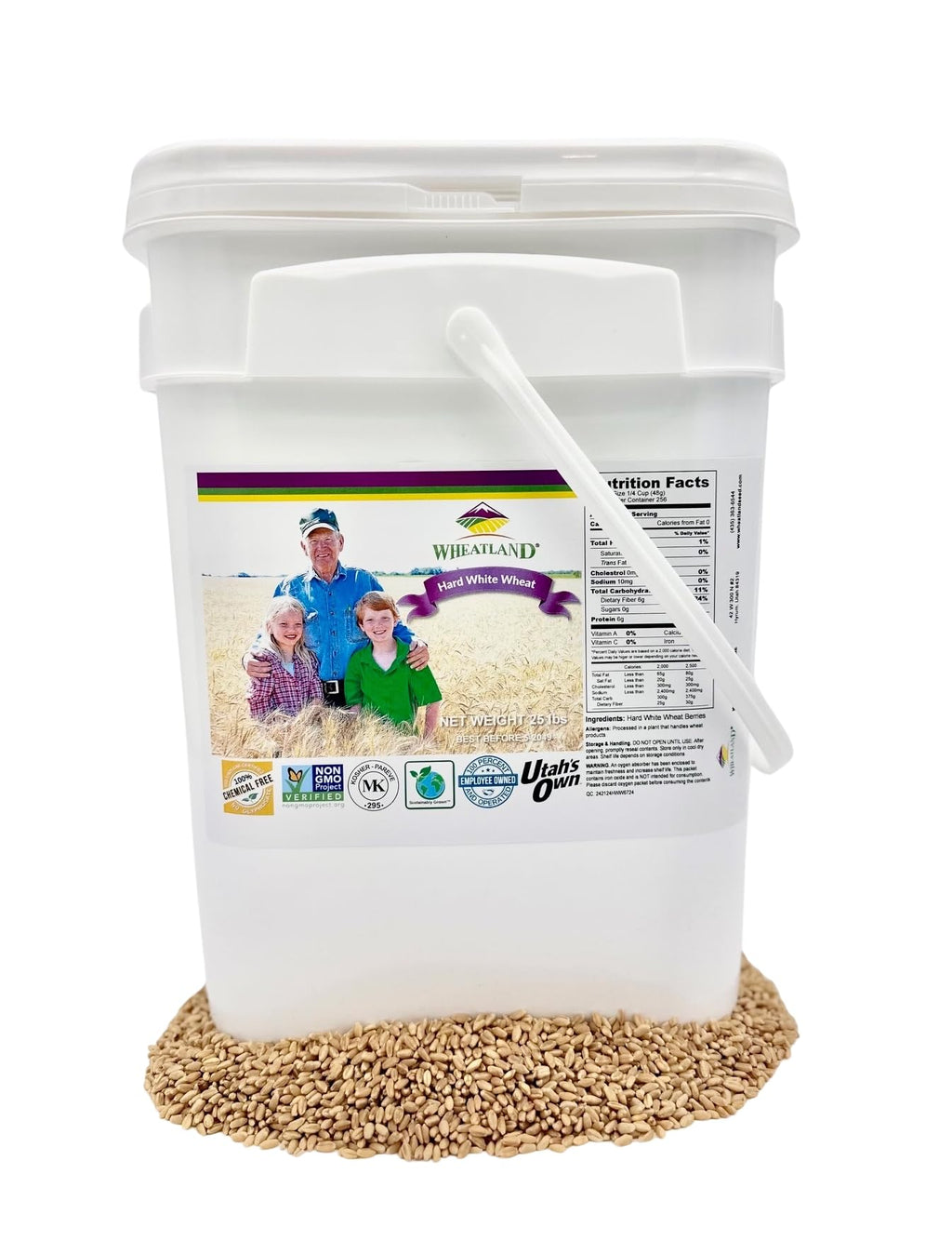 Hard White Wheat Berries 25 lb Bulk Non GMO F7133