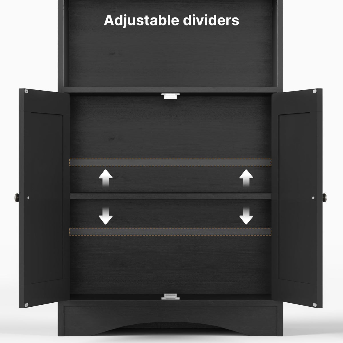 71''H 6-Shelf Black Bookcase with Doors B22513