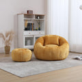 Yellow Chenille Bean Bag Chair with Ottoman and Pillow F4772