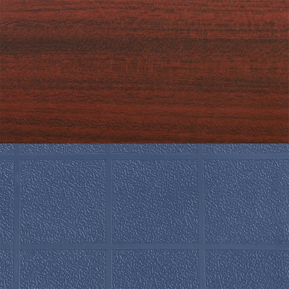 36" Round Mobile Mahogany Table with 4 Navy Blue Stack Chairs O798352
