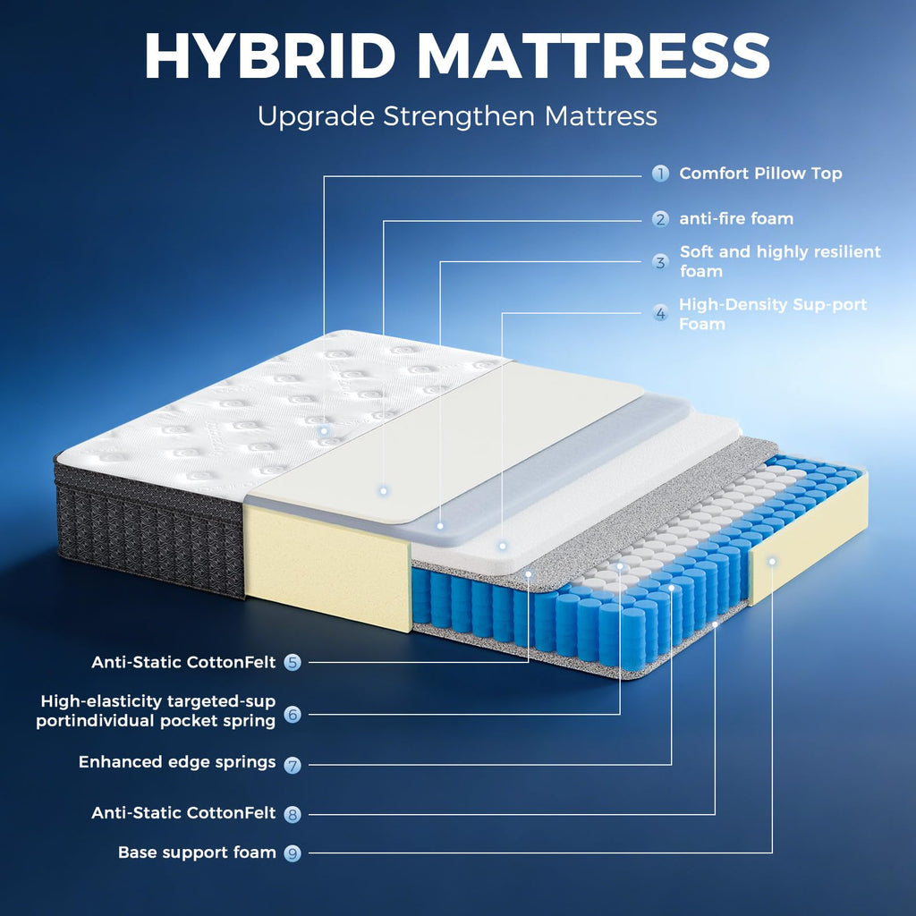 Queen 12 Inch Medium Firm Hybrid Mattress in a Box D113