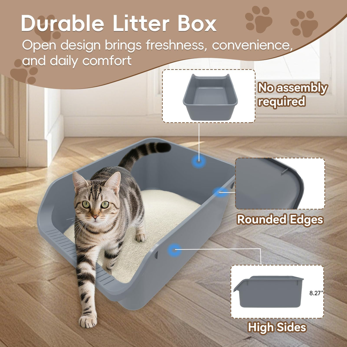 Large High Sided Plastic Cat Litter Box X8832