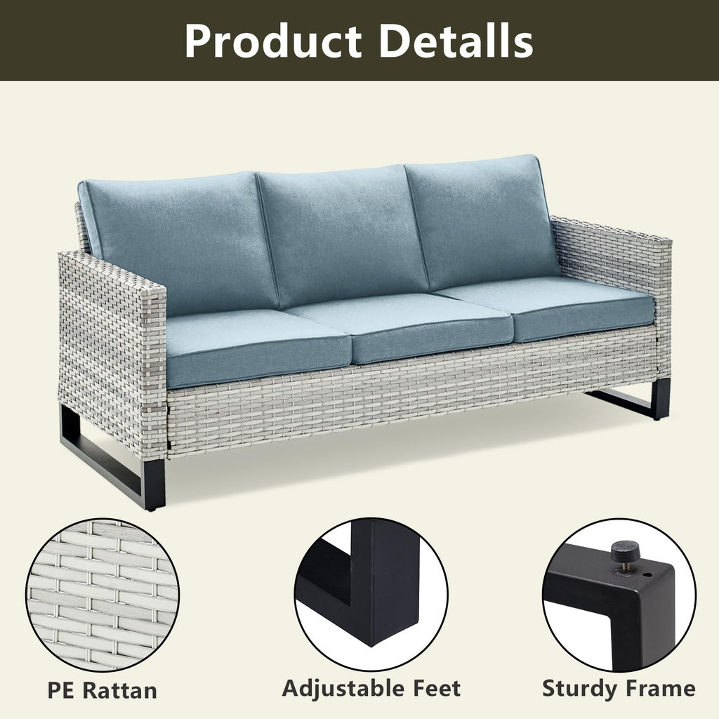 6 Piece Wicker Patio Conversation Set with Couch and Side Table F865815