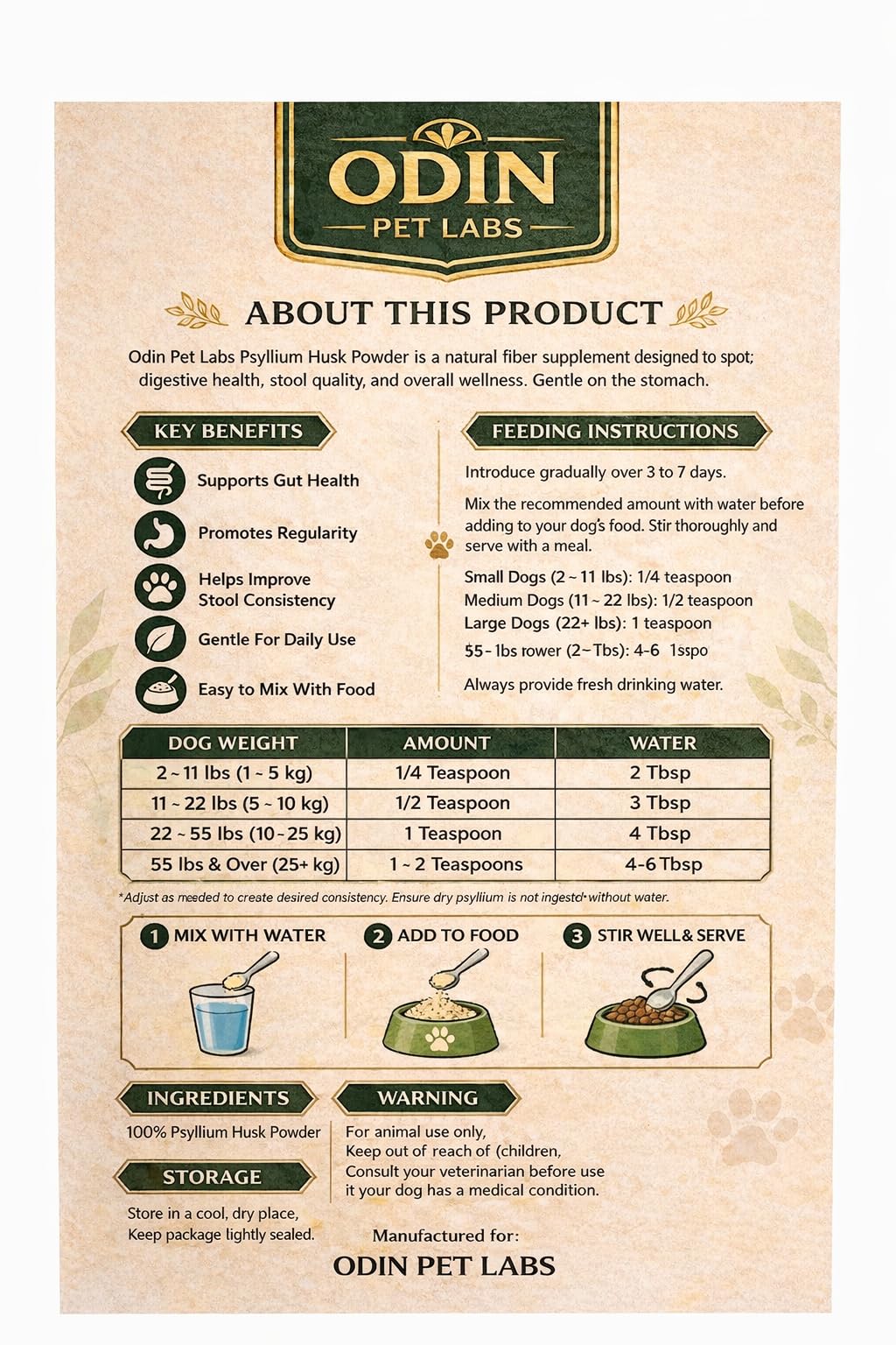 Psyllium Husk Powder for Dogs 9 oz P161