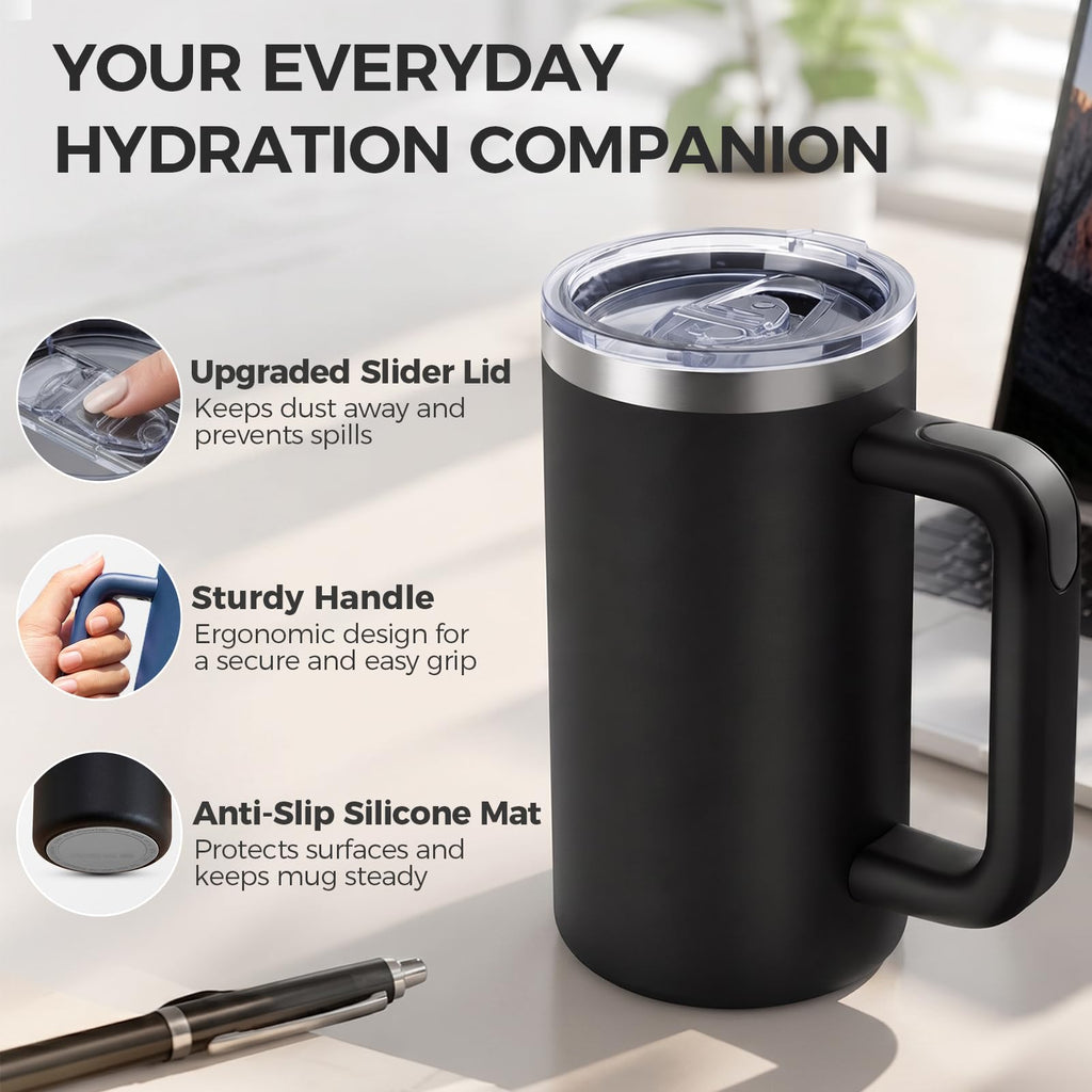 20oz Insulated Coffee Mug With Handle Ocean Blue D2907