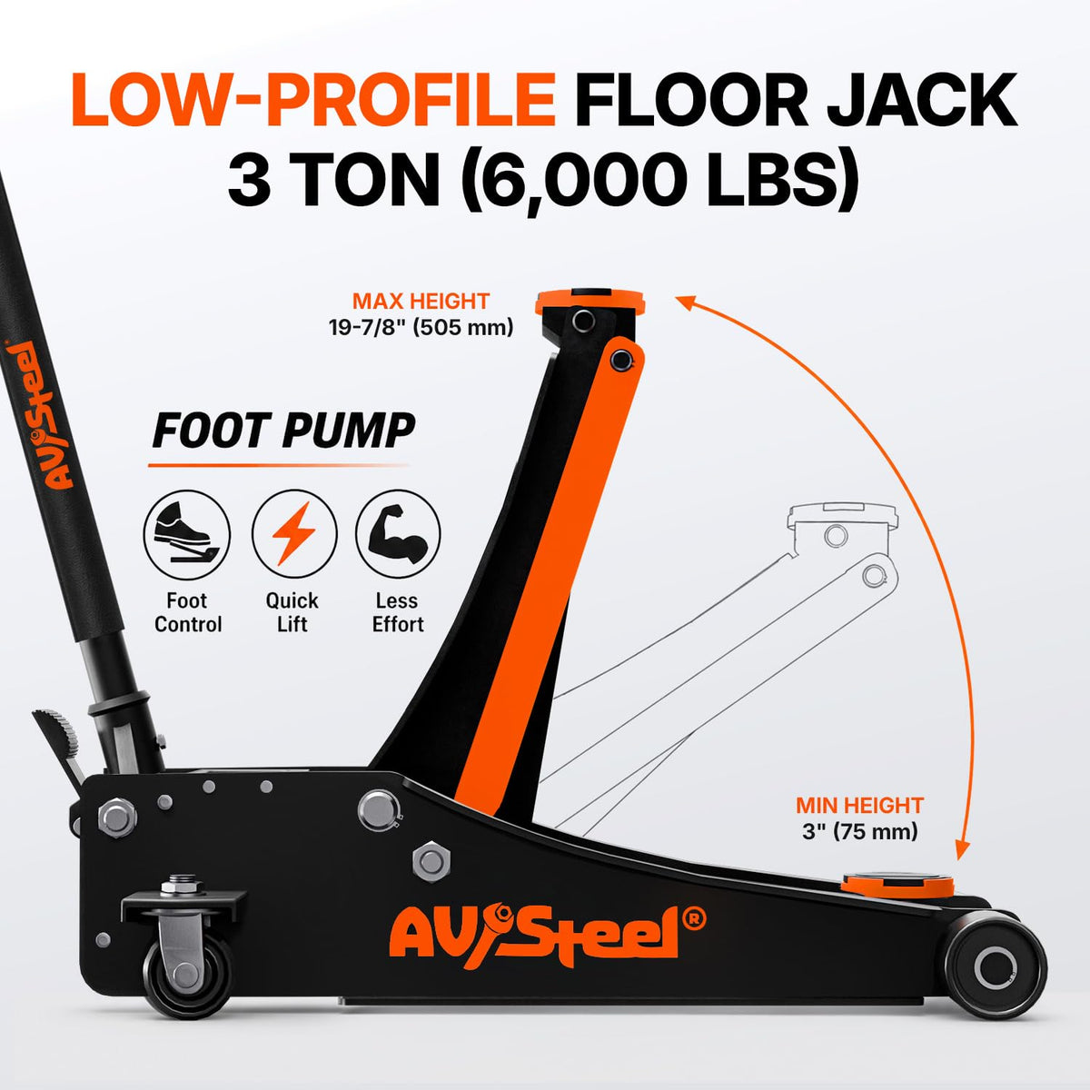 3 Ton Low Profile Hydraulic Steel Floor Jack U9252