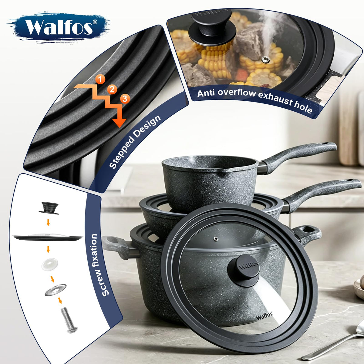 Tempered Glass Universal Lid for Pots, Pans and Skillets B7269