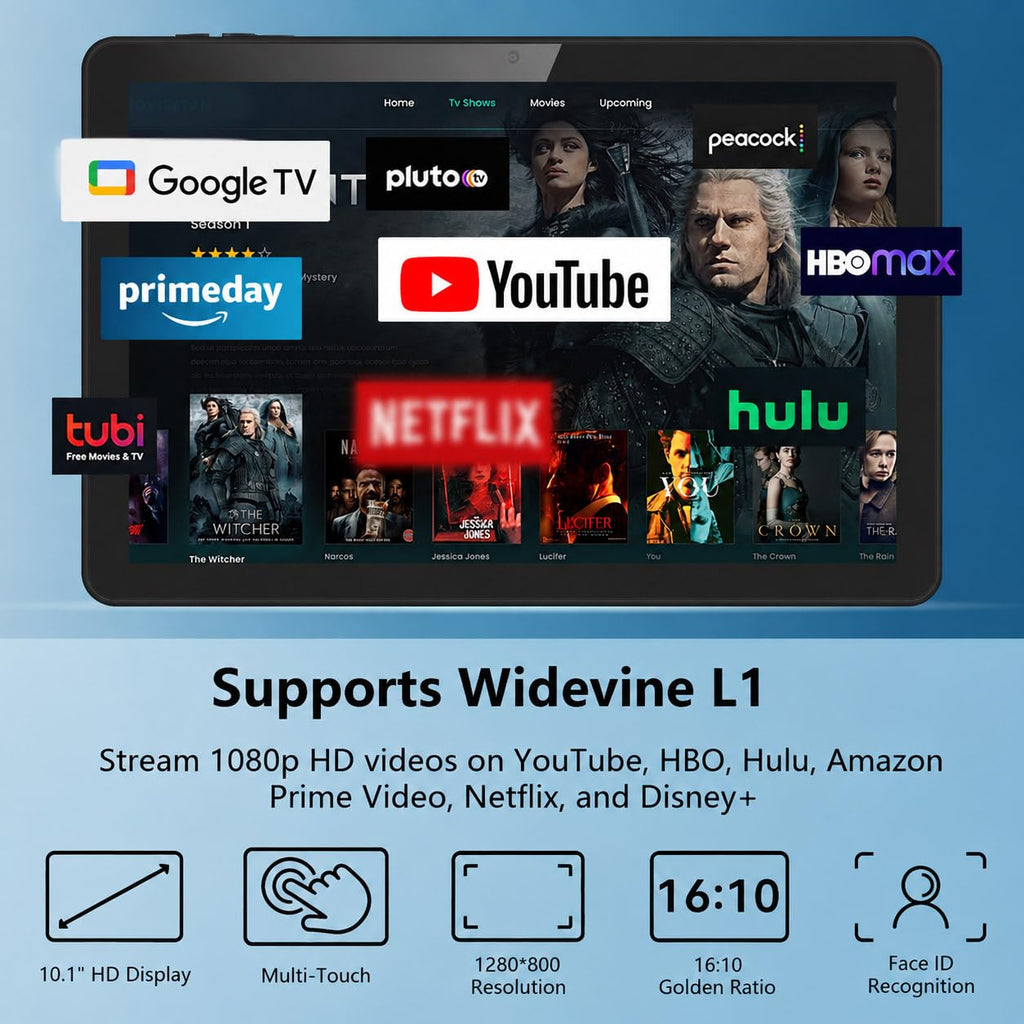 Android Tablet 10 inch, 26GB RAM 128GB ROM 7000 mAh Black C75907