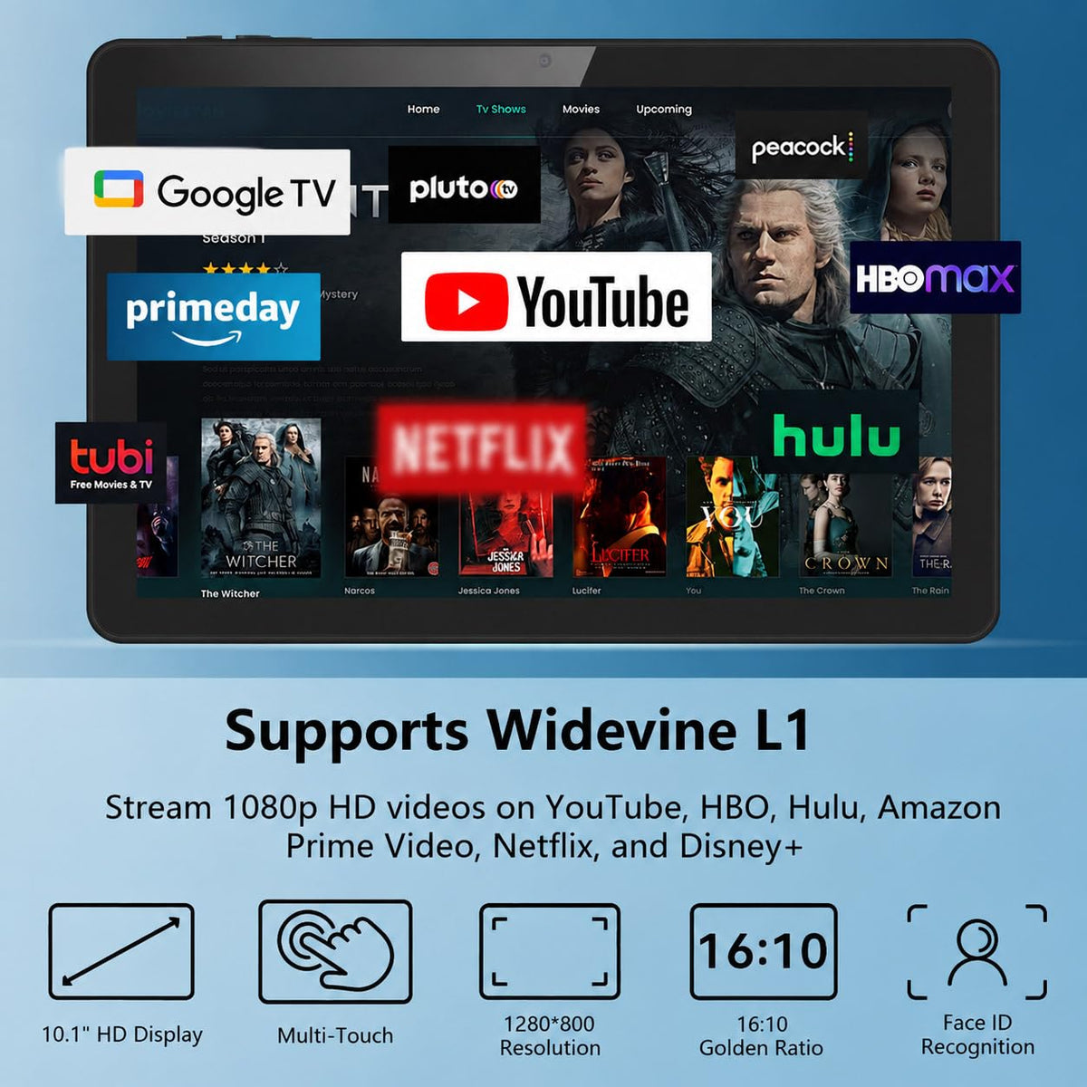 Android Tablet 10 inch, 26GB RAM 128GB ROM 7000 mAh Black C75907