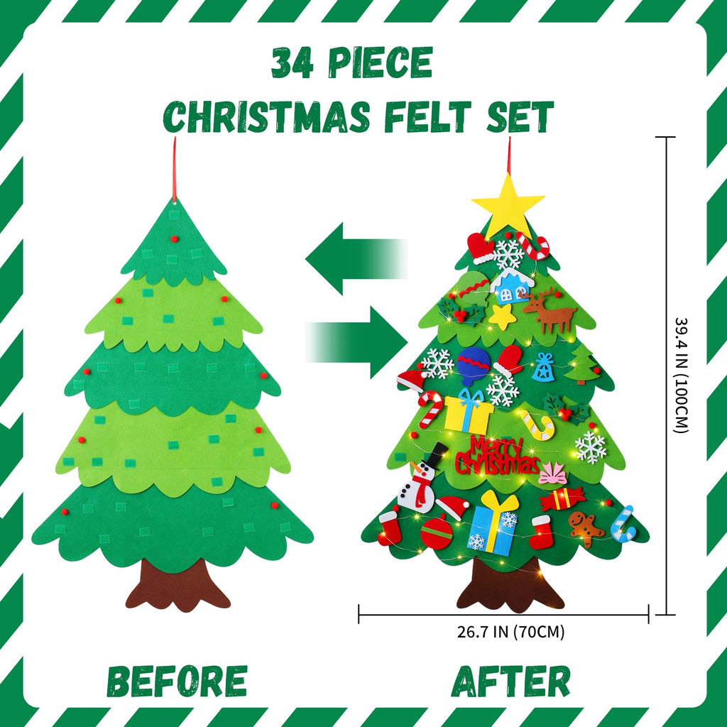 Felt Christmas Tree with 34 Ornaments M632726