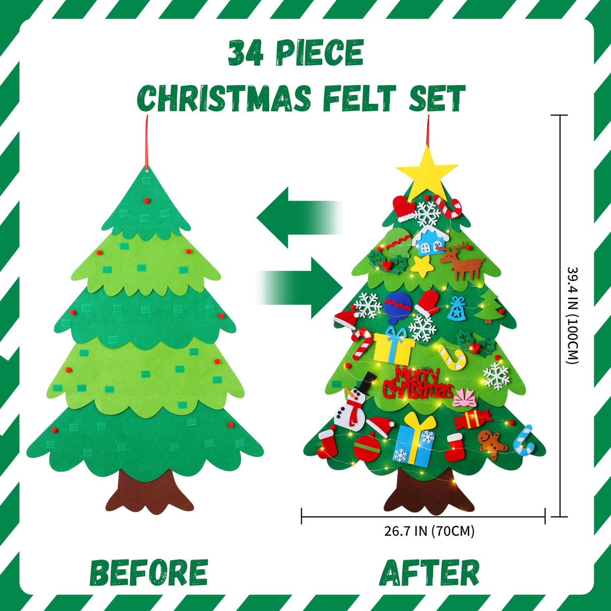Felt Christmas Tree with 34 Ornaments M632726