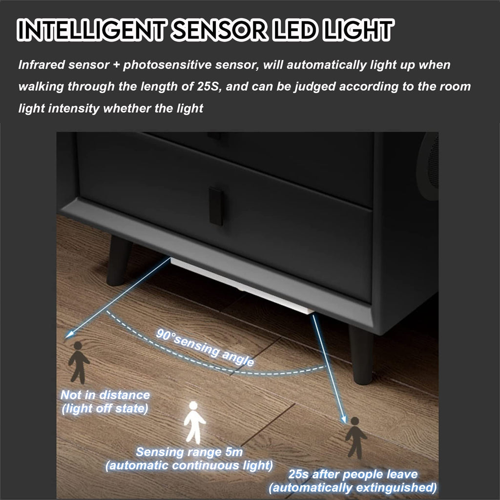 White 3 Drawer Bed End Table with Wireless Charging R5349