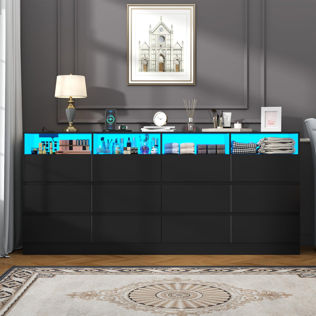 6 Drawer Dresser with Power Outlet and LED Lights N484003