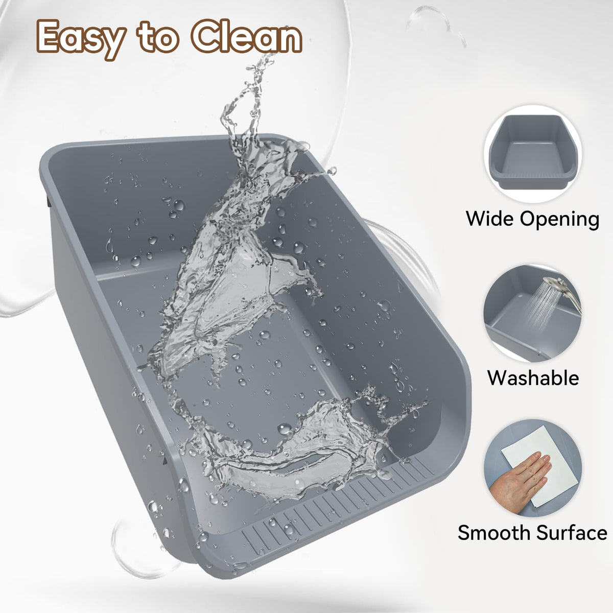 Large High Sided Plastic Cat Litter Box X8832