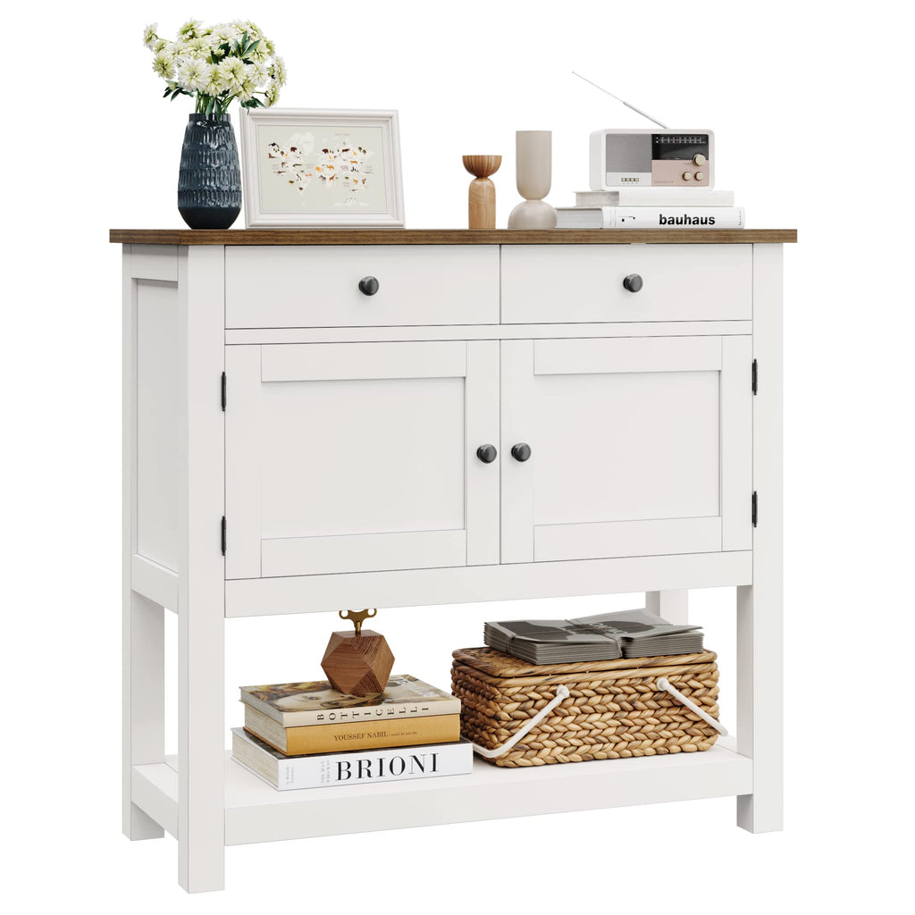 White Console Table with Storage J3929