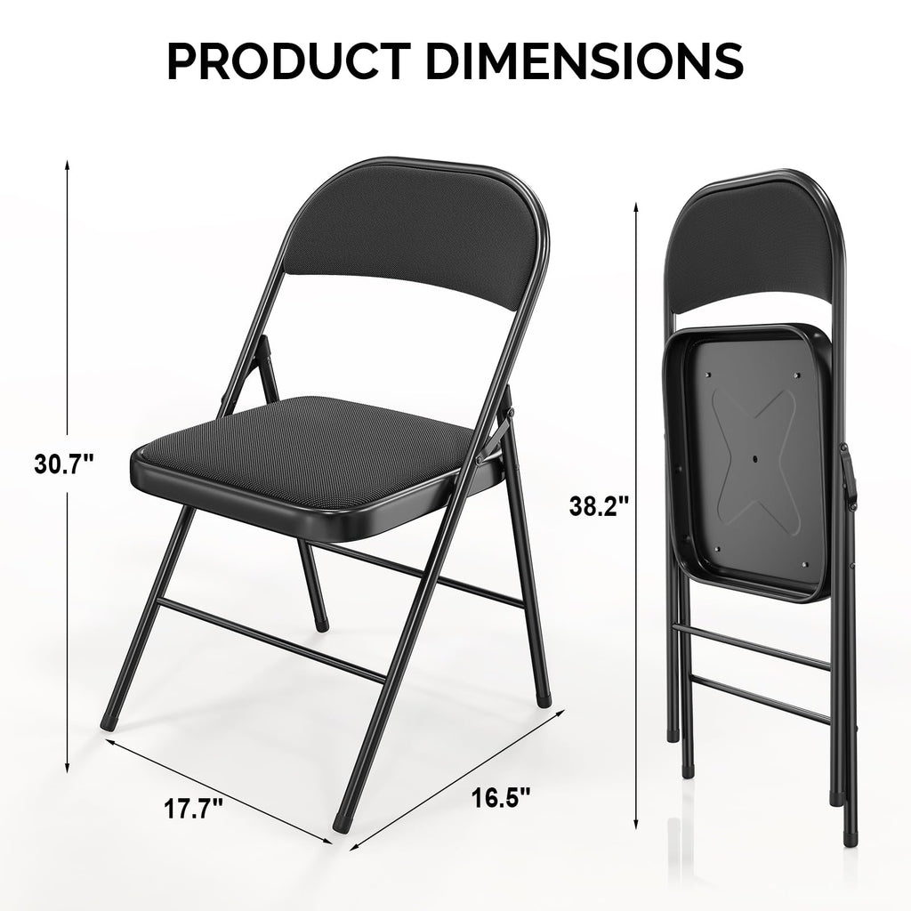Black Fabric Padded Folding Chairs 10 Pack P4475