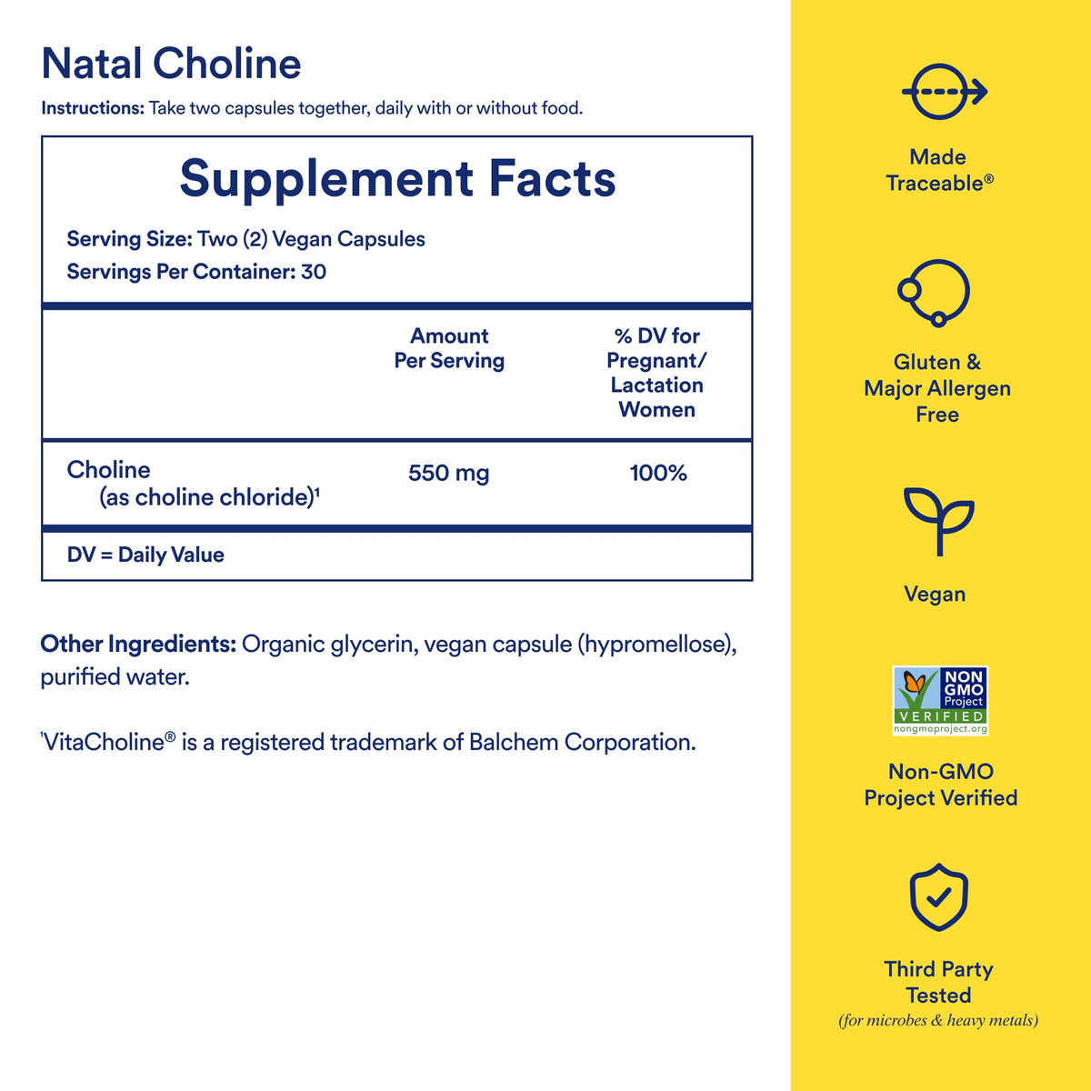 Choline Supplement 550mg 60 Capsules D599