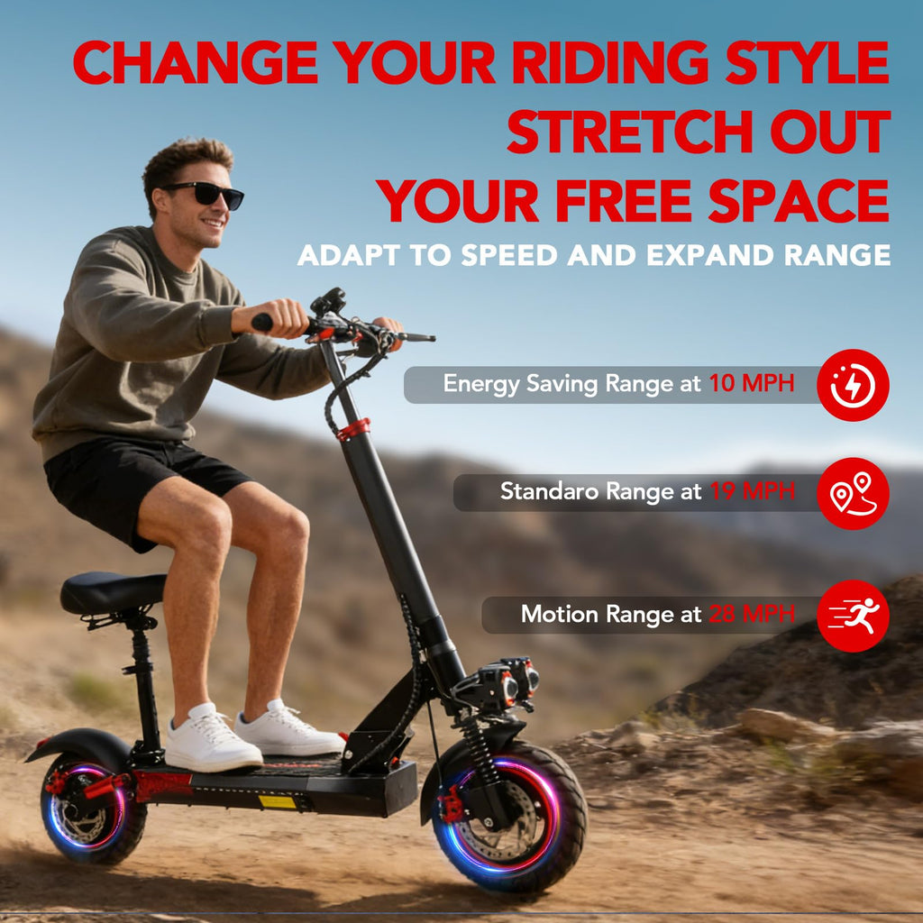 Electric Scooter with Seat, 1200W Motor, 28 MPH Top Speed O45557