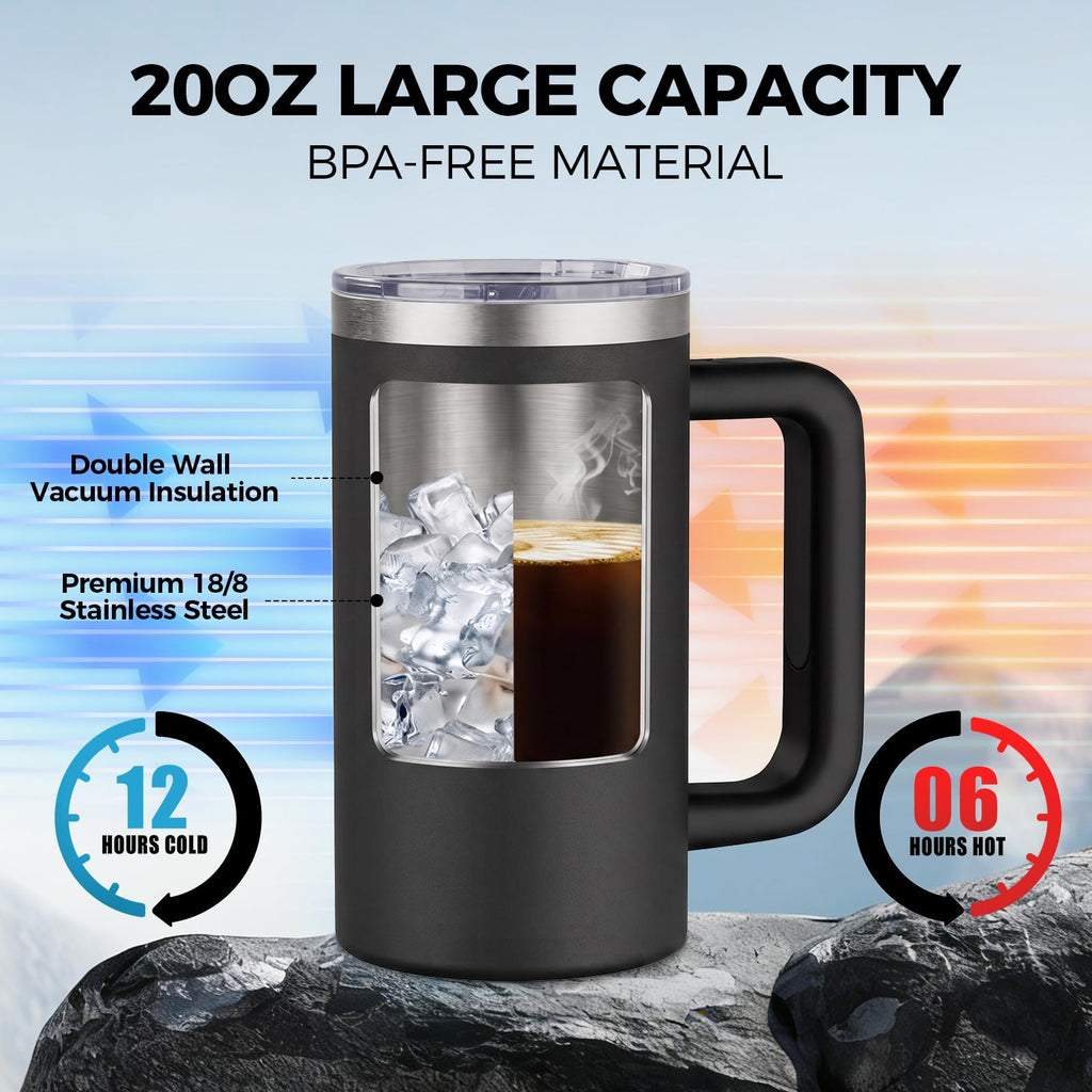20oz Insulated Coffee Mug With Handle Ocean Blue D2907