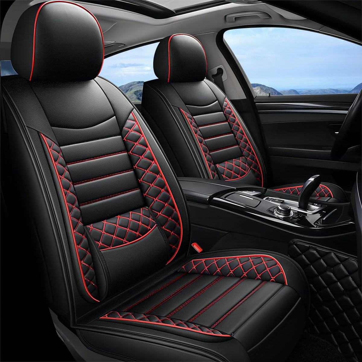 Leather 5-Seat Car Seat Covers Full Set J92038