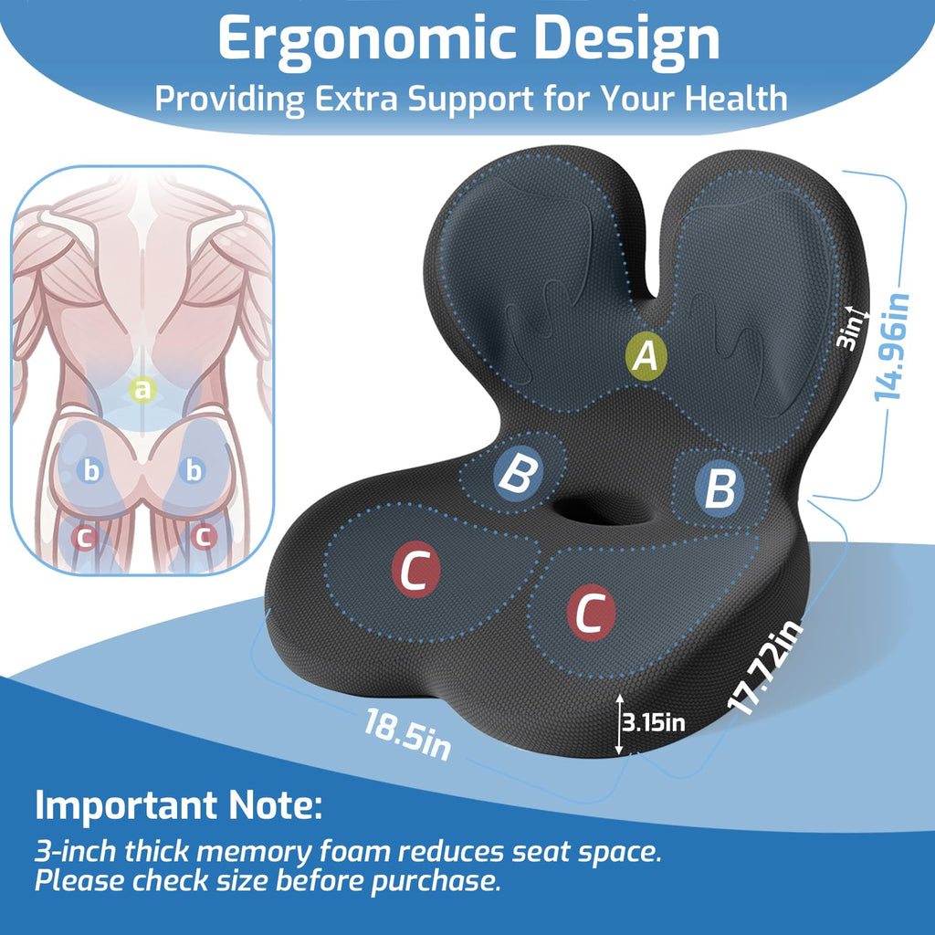 Ergonomic Seat Cushion with Lumbar Support Pillow S147