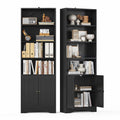 71''H 6-Shelf Black Bookcase with Doors B22513