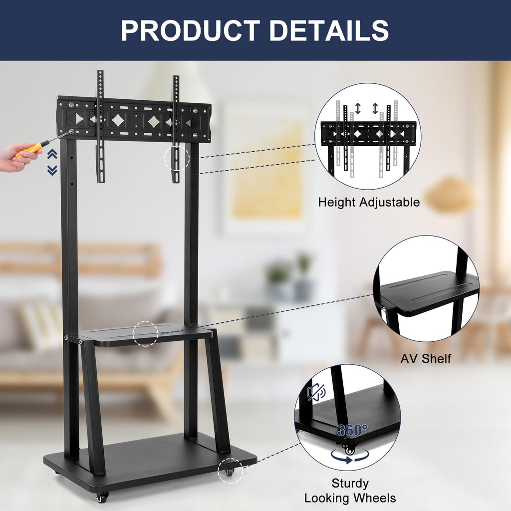 Rolling TV Stand with Wheels for 32-75 Inch Flat Panel Screens with Shelf G231